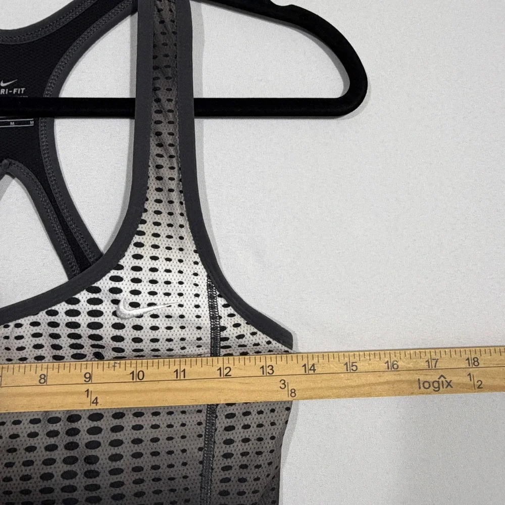 Nike Tank Top Dri-FIT Built-in Bra Gradient Dot Black Gray Women Size M 485025